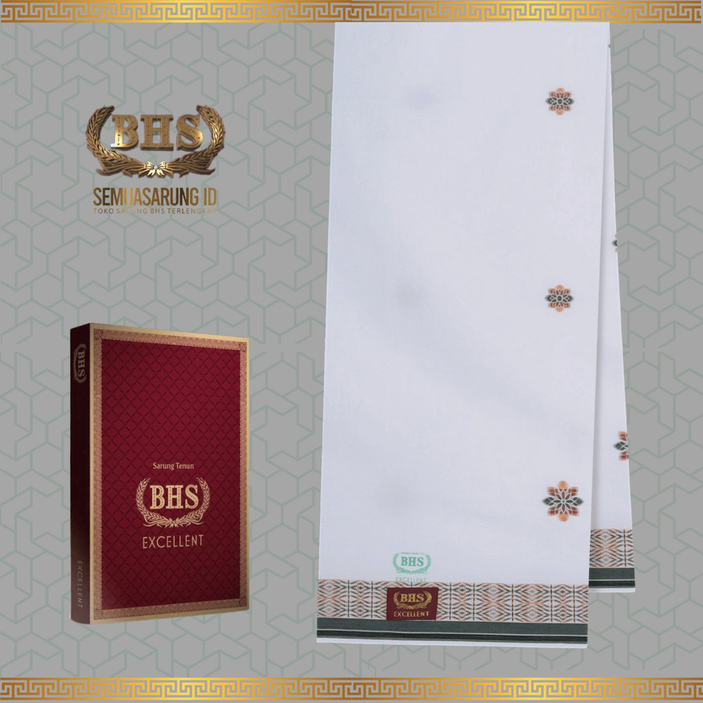 Sarung BHS Excellent E52 SMB Gold Motif Songket Maroko yang Khas. Kain Sarung Muslim Pria Bahan Merc