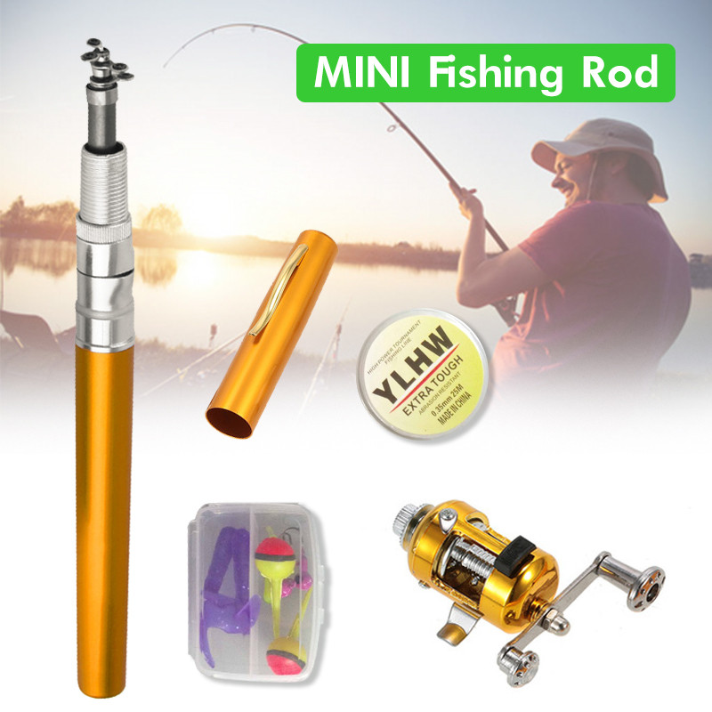 Mini Fishing Rod Pena Pen Fishing Rod Paket Satu Set Joran Pen Alat Pancing Pulpen Casting Spinning