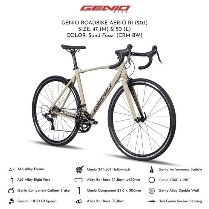 Sepeda Balap Roadbike GENIO AERIO R1 Sepeda Balap 700C Alloy 20 Speed - Sand Fossil