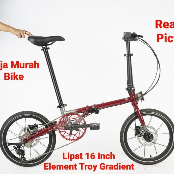 Sepeda Lipat 16 Inch Element Troy Gradient Sepeda Lipat Element Troy Gradient 16 Inch 10sp - Maroon 
