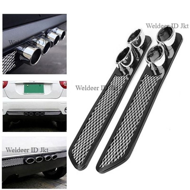 Hiasan Variasi Lubang Angin Kap Mesin Mobil Aksesoris Fender Samping Model Knalpot Tiruan Universal 