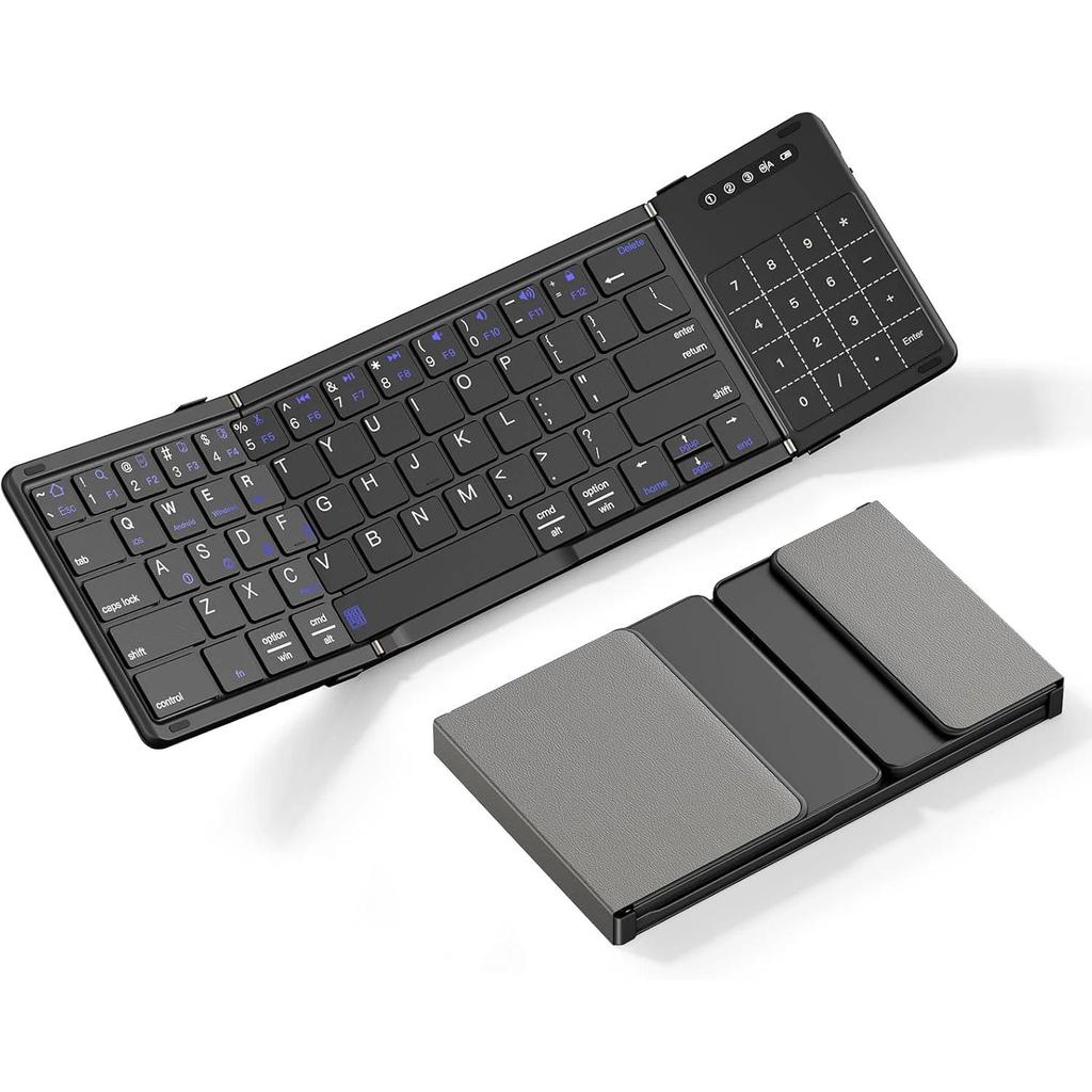 Foldable Wireless Keyboard Ultra Slim Touchpad Bluetooth Keyboard Rechargeable Folding Keyboard for 