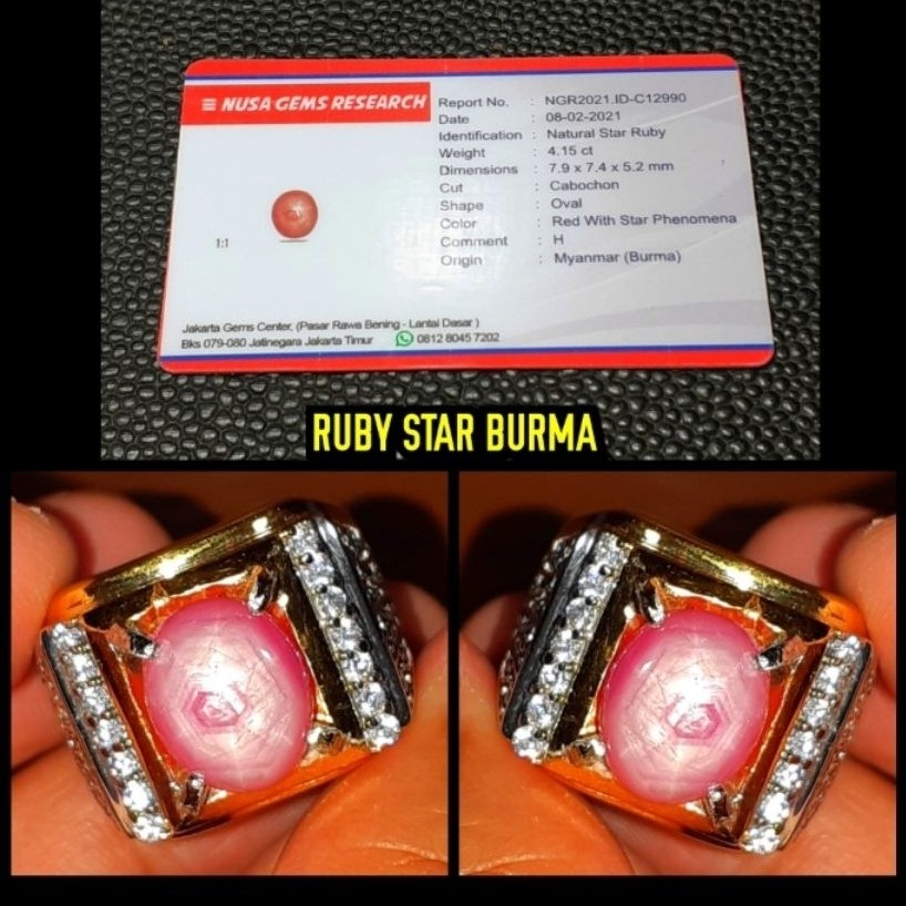 batu ruby burma star belang koi motif patkwa asli burma