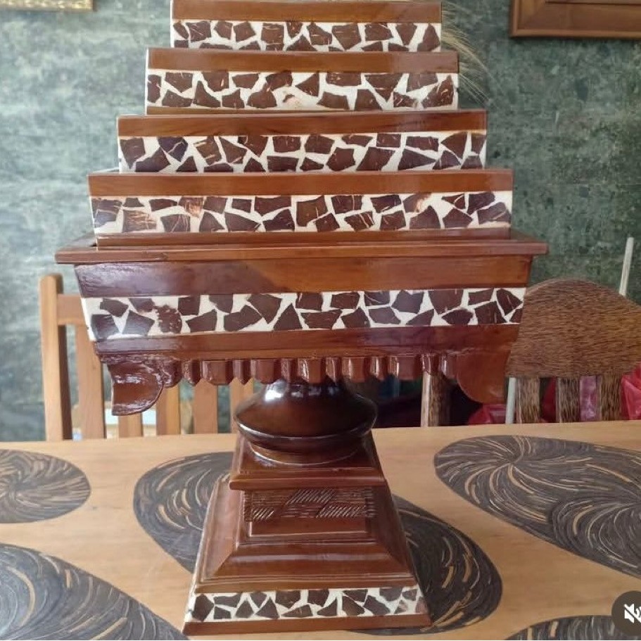 dulang susun kotak natural batok 30cm