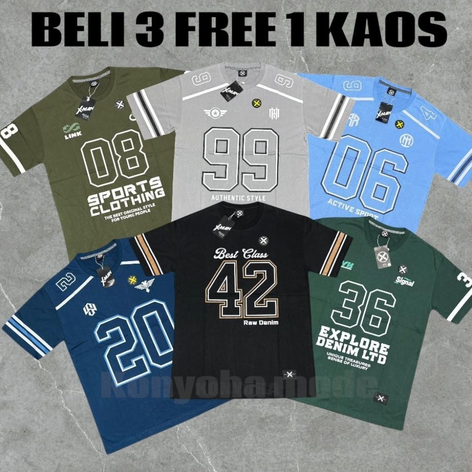 SYAZIAS [ FREE 1 KAOS ] PAKET HEMAT 3 PCS 100RB KAOS  DISTRO ANGKA  TERLARIS/ KAOS ANGKA PRIA WANITA