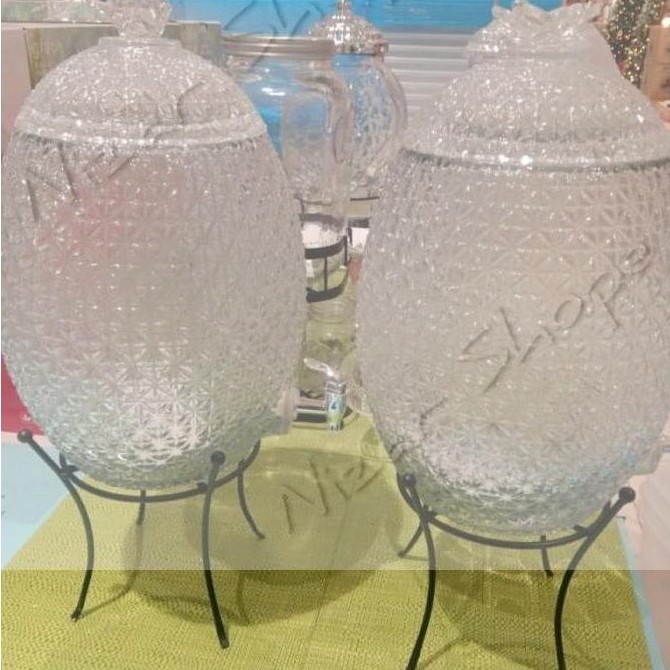 Delicia Beverage Glass Tank 10 Liter / Dispenser Kaca nanas dengan Rak