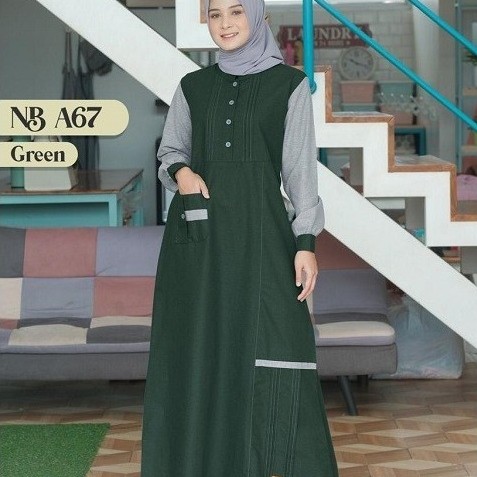 NIBRAS NB A67 GREEN VIOLET NIBRAS NB A67 GAMIS ELEGAN DEWASA FASHION MUSLIM TERBARU 2020