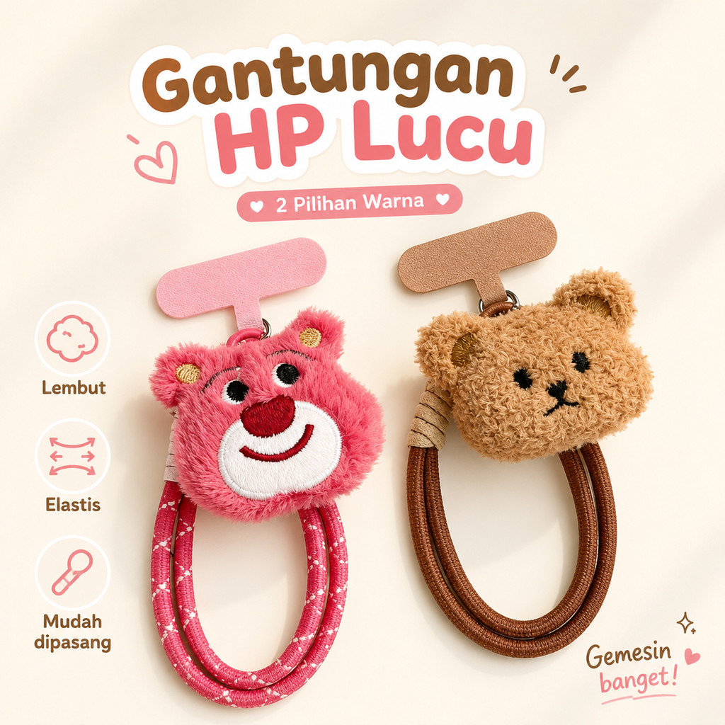 Super Imut / Tali Handphone Lanyard Universal Bisa Cross-Tangan Motif Kartun Lucy Gelang Gantungan H