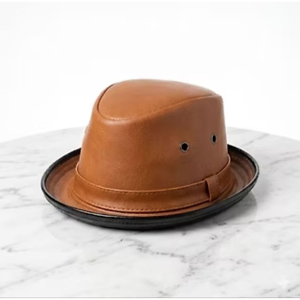 Topi Kulit Asli Fedora Pria Wanita nyaman Dipakainya,topi Laken Fedora