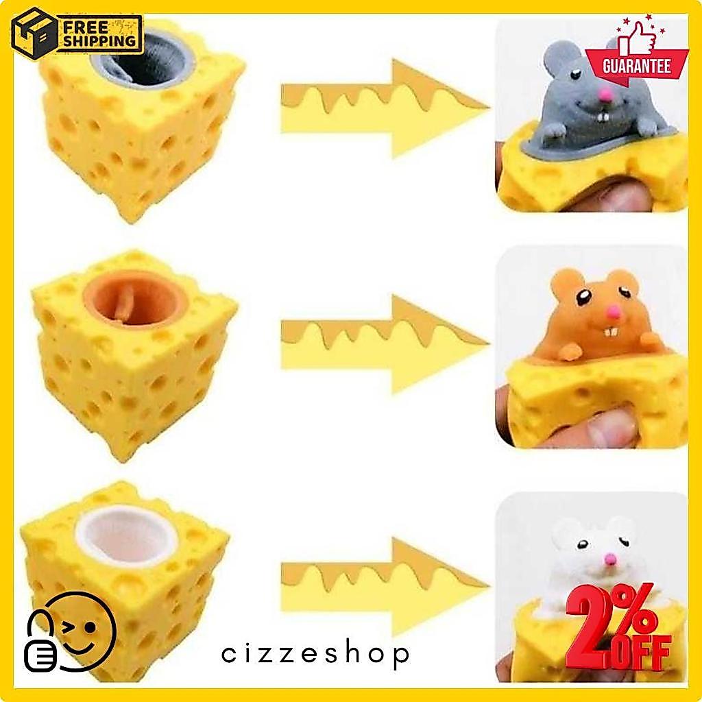 Promo Mainan Pop It Squishy Karet Silikon Keju Tikus / Mainan Squishy Tikus Keju Karet Silikon Pop I