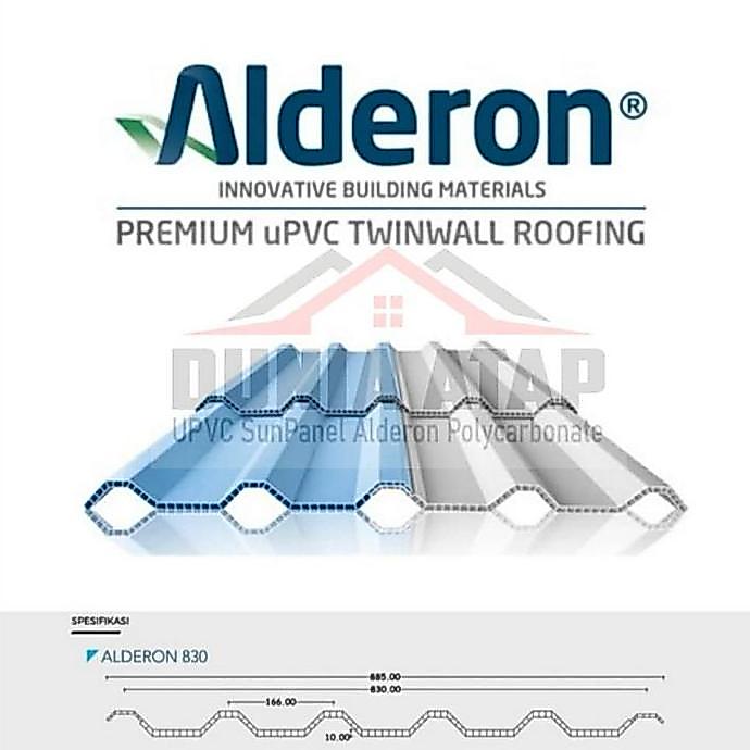 TERLARIS Atap uPVC Alderon R830 Panjang 7.5 Meter Double Layer 10mm Putih Biru Doff gratis ongkir