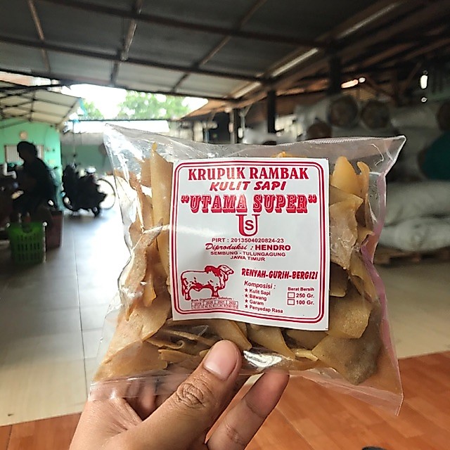 KRECEK KERUPUK KULIT SAPI KERING KUALITAS PREMIUM / KRECEK RAMBAK SAPI / KRUPUK RAMBAK MENTAH TULUNG