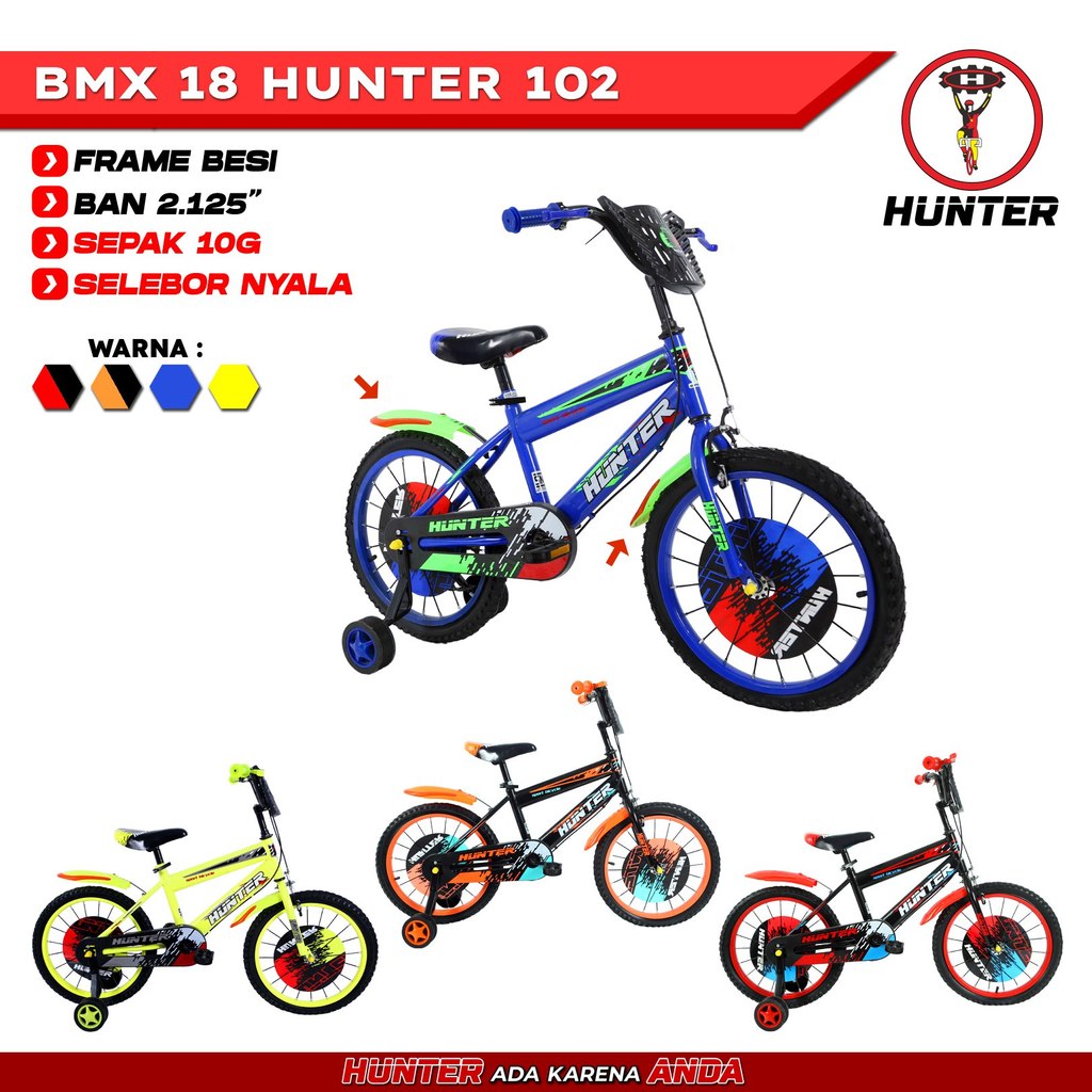 Sepeda Anak Cowok Bmx 18" Hunter 18102