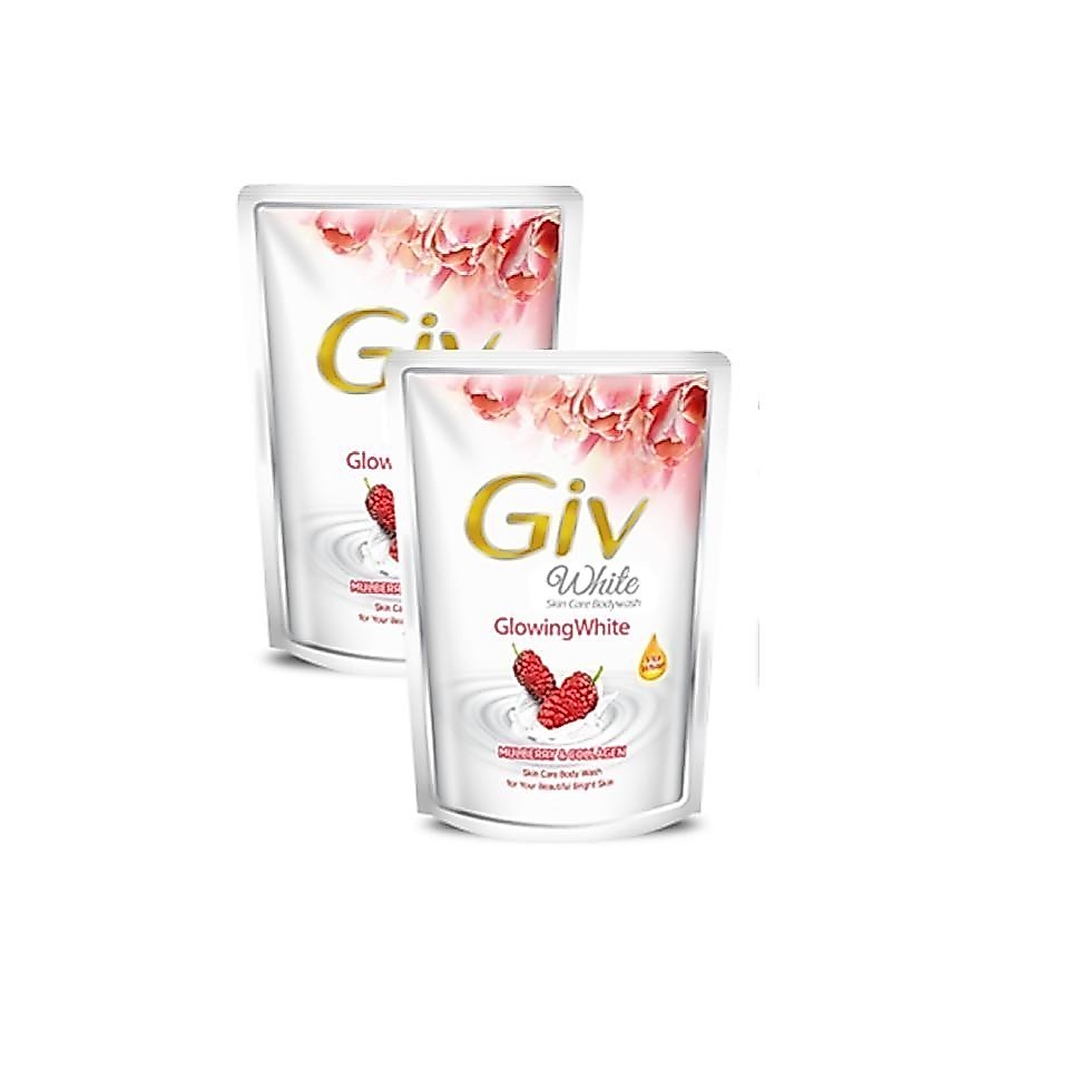 Giv White Sabun Mandi Cair Mulberry Pouch 400 ml x2 - Gambar 3