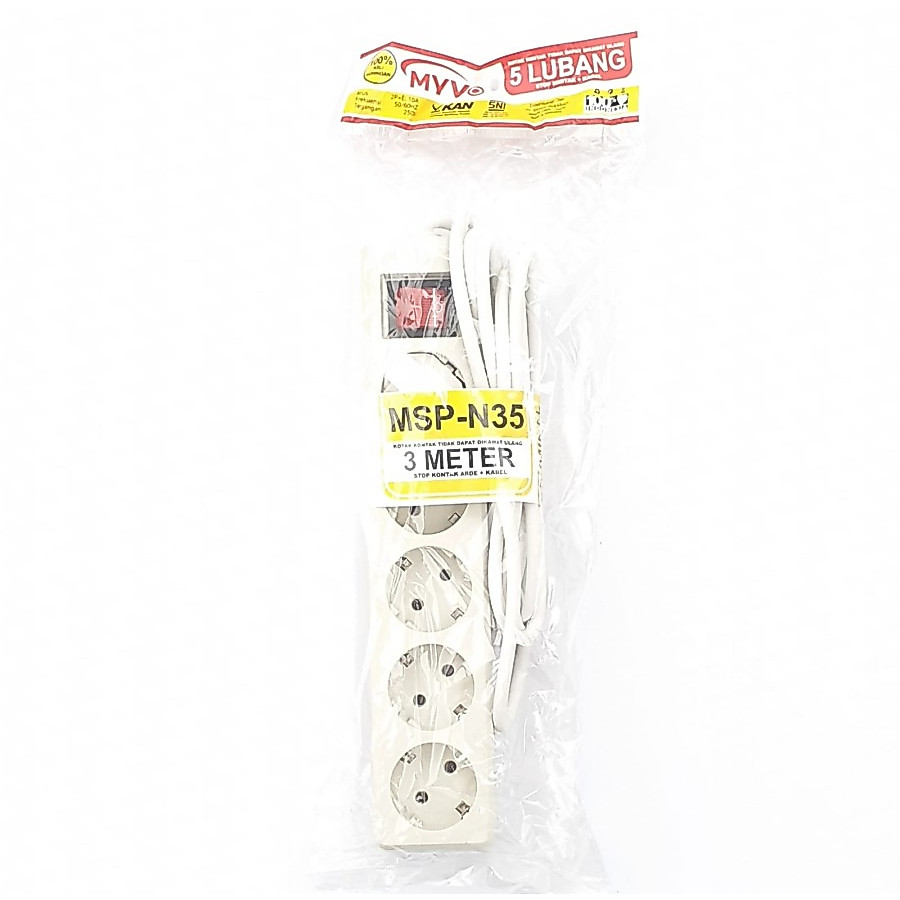 Stop Kontak Arde Saklar Lampu 3Meter 5Lubang Myvo MSP-N35