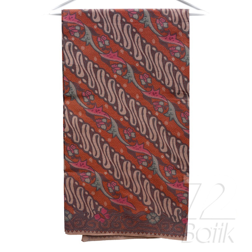 KAIN BATIK PREMIUM Bahan Katun Motif Parang Warna Orange Terracotta Sunbeam Yellow 726556 Cap 72 KAM