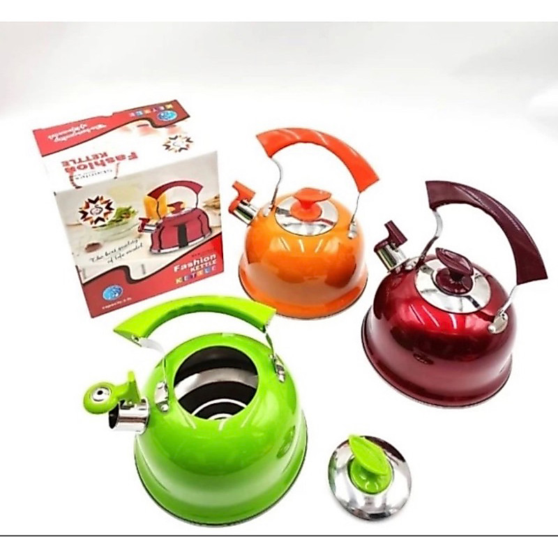 Teko bunyi 4Liter stainless warna / ketel bunyi siul 4liter /  teko warna / teko viral warna elegan 