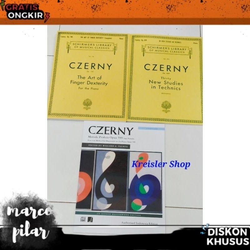 READY Buku piano Czerny op.849 op.740 Thirty new Studies in Technics terbitan Schirmers Library buku