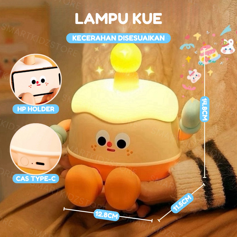 Lampu Tidur Bentuk Kue Ultah Happy Birthday Cake Lampu Kamar Hias Aksesoris Kamar Tidur Aestetic
