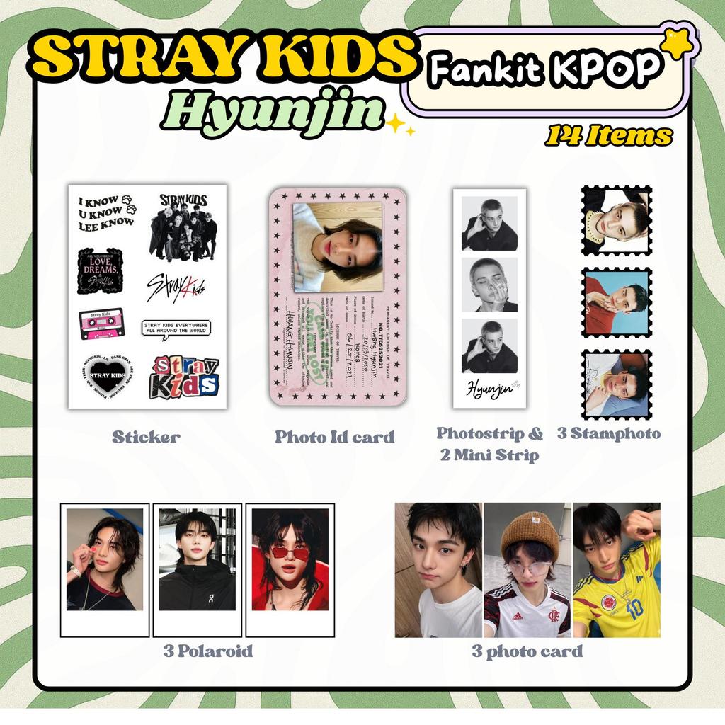FANKIT STRAY KIDS 14 Item | GIFT Box Kpop | Hampers STRAY KIDS Kpop | FANKIT Merch STRAY KIDS HYUNJI