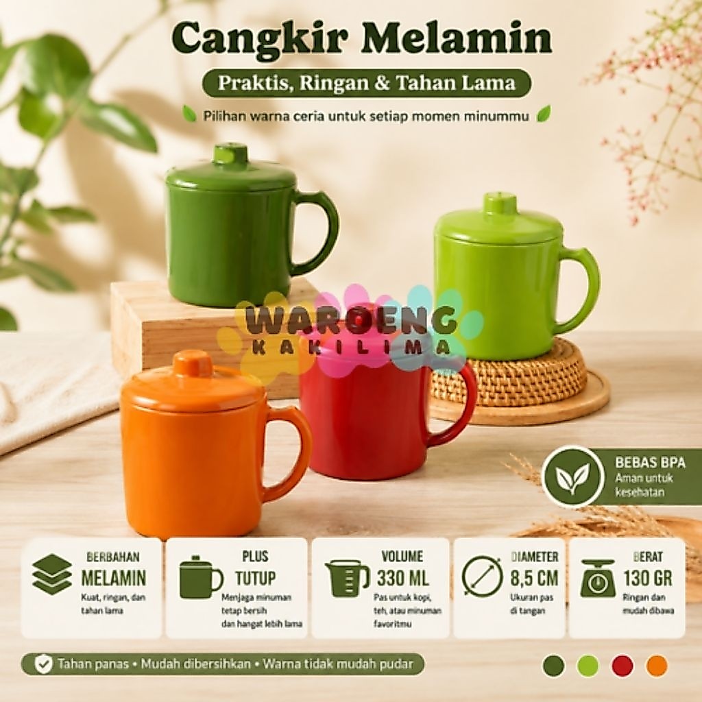Gelas Mug Melamin UNICA 708 Tutup / Mug Melamin / Gelas Melamin