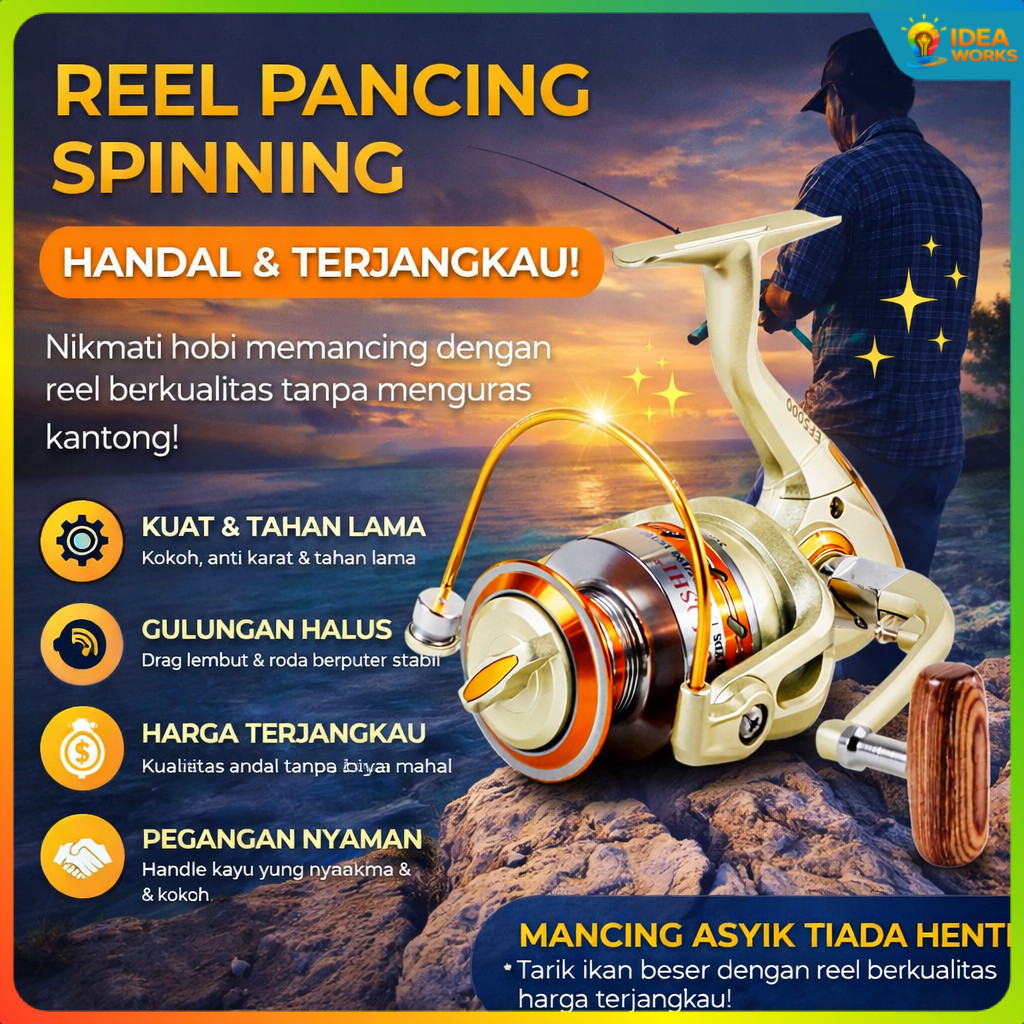YUMOSHI REELSKING Reel Pancing Spinning Fishing Reel 5.2:1 5000 - EF5000