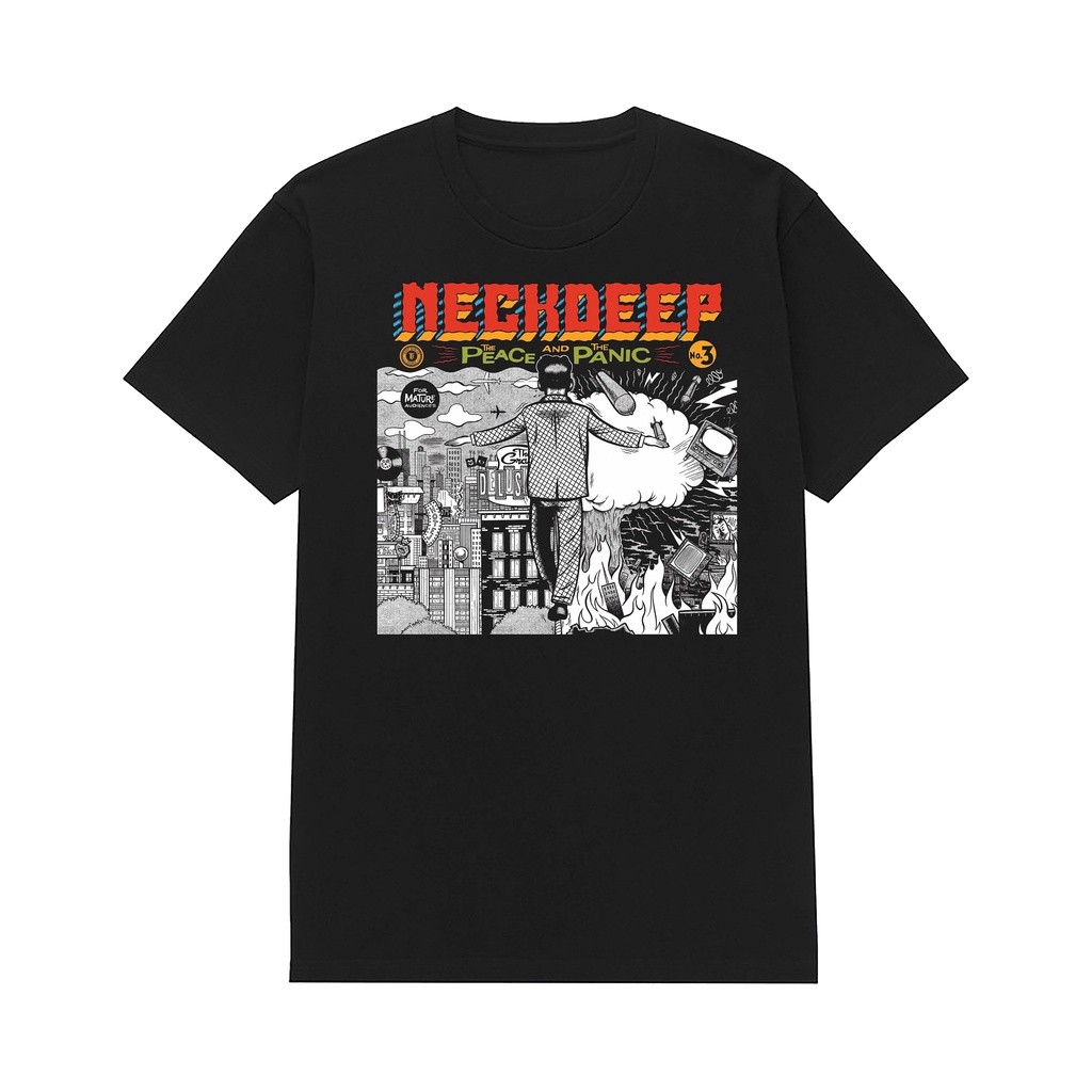 Black ID T-shirt Band Neck Deep The Peace And The Panic Original Original