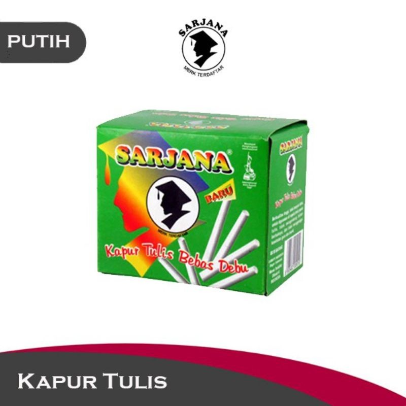 Kapur Tulis Putih Sarjana / Kapur Papan Tulis Sarjana Bebas Debu