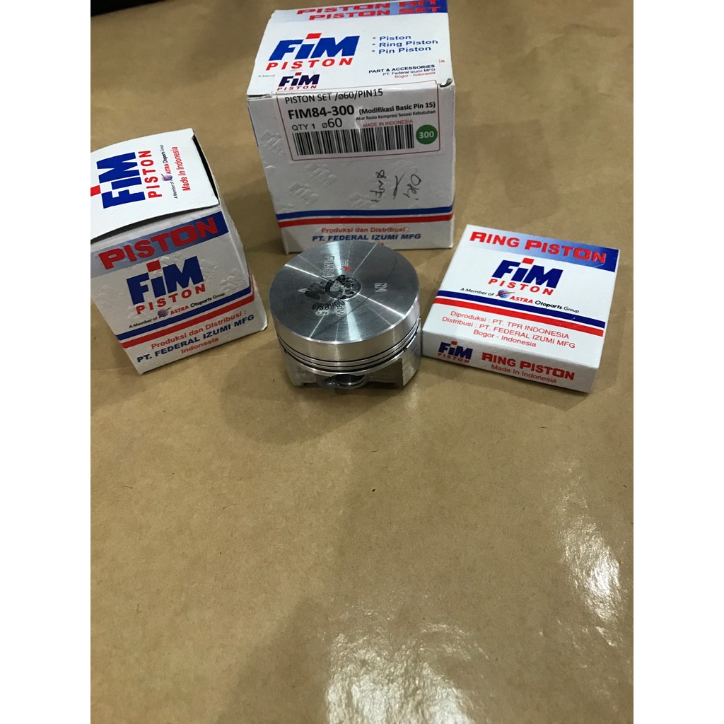 Piston kit fim 84 seher mentah pin 15 57mm-60mm