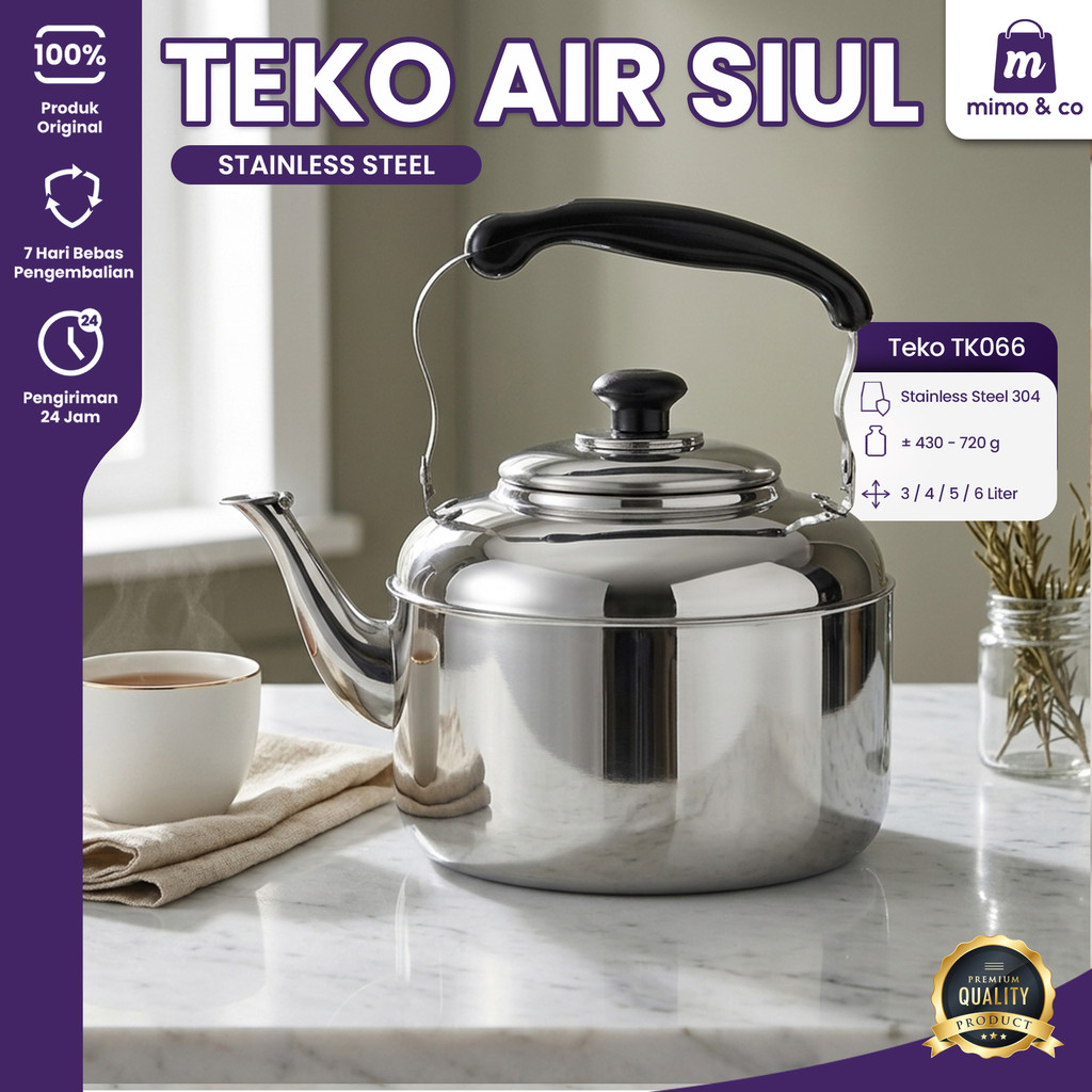 Mimo&Co Ketel Teko  Air Panas Jumbo 6 Liter Stainless Tebal Cerek Untuk Masak Air Multifungsi TK066