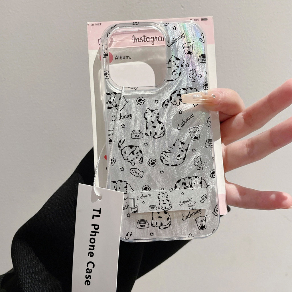 case OPPOrealme ucing sapi linier dengan penyangga Casing ponsel cocok untuk OPPOrealme 5/realme5S R