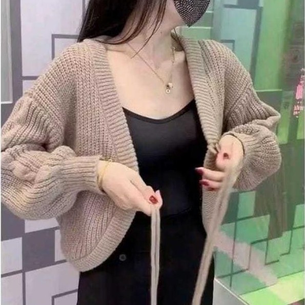 Gratong Bolero Tali Rajut Crop / Joly Sweater Tali Depan Rajut Wanita / Rajut Tali Depan