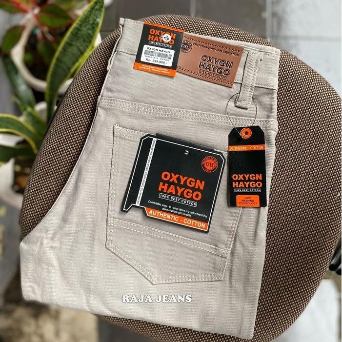 dxo Oxygen Hugo Celana Panjang Pria Dewasa Semi Jeans Santai Distro Hitam Bahan Sweading Tebal Melar
