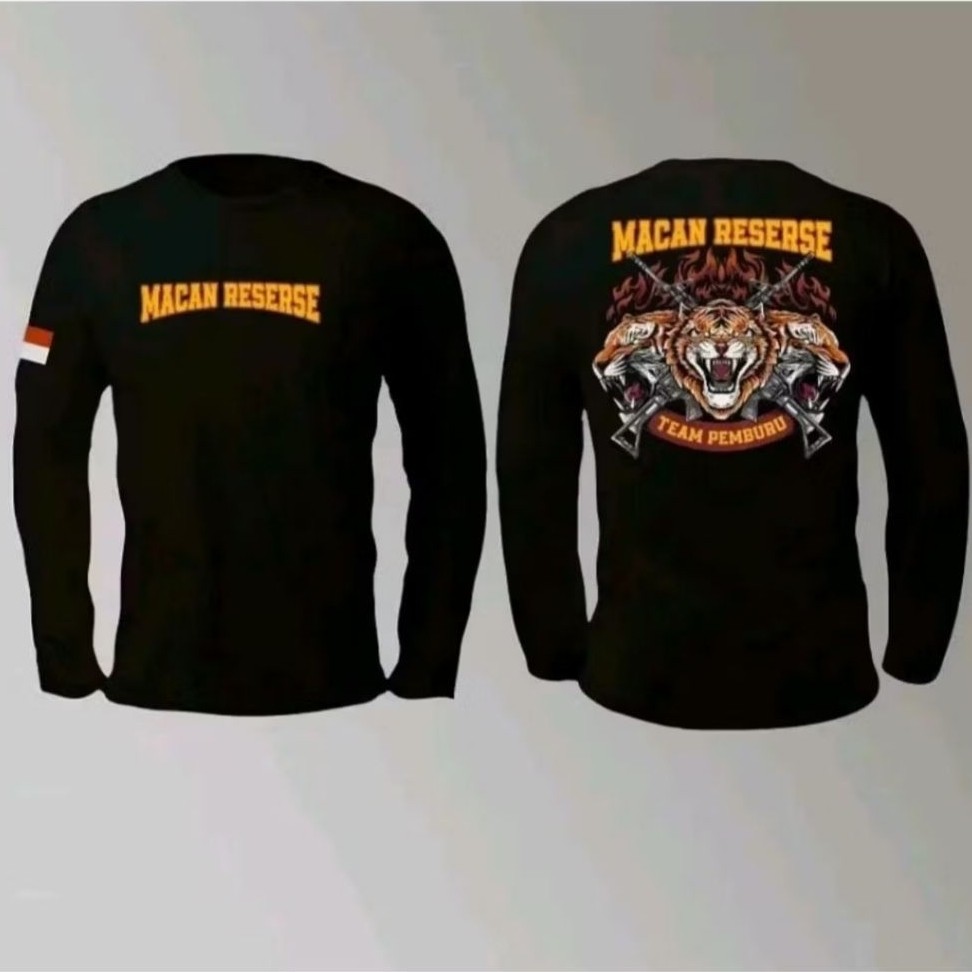 KAOS LENGAN PANJANG MACAN RESERSE MOTIF OREN