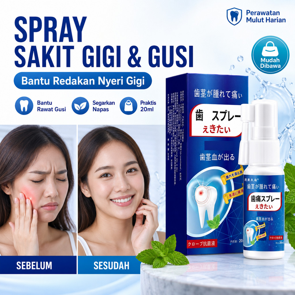 Spray Gigi Sakit Gigi 20ml Obat Sakit Gigi & Gusi, Dental Oral Care Spray Bantu Meredakan Nyeri Gigi