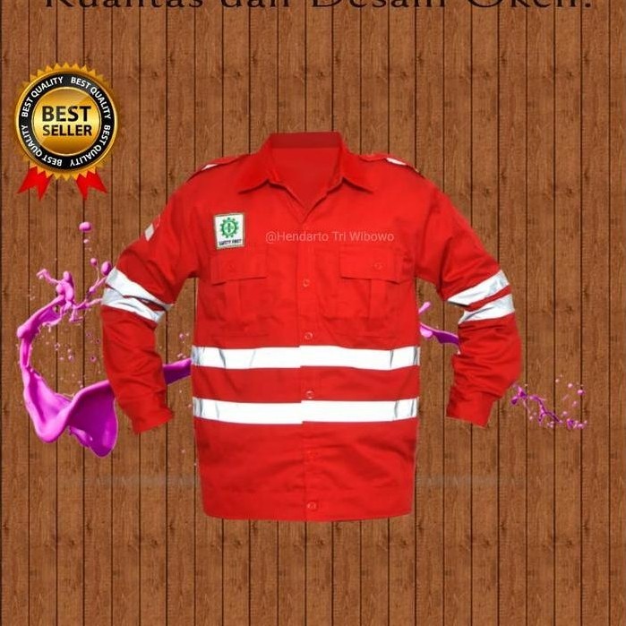 baju safety merah atasan