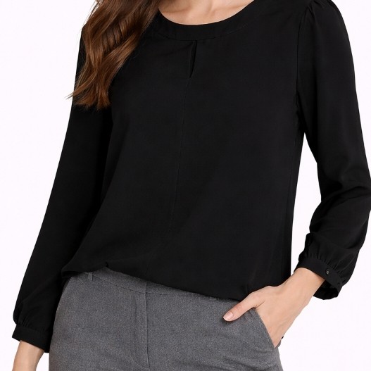 blouse henley valino dn black blus hitam polos branded wanita