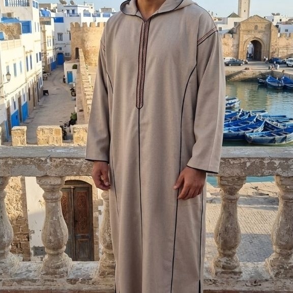 Djellaba.id Gamis Sholat Umroh Haji Baju Muslim Jubah Hoodie Jalabah Kapucong Maroko Pria Flanel Kre