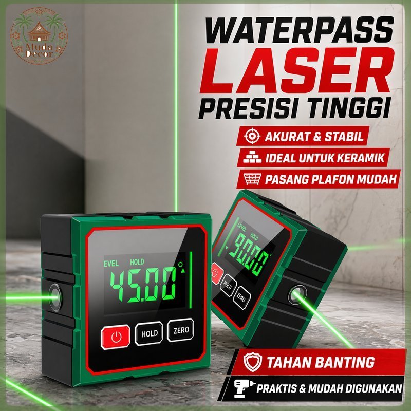 Laser Level Digital Waterpass Elektronik Magnetik Sudut Presisi Cross Line Keramik Plafon