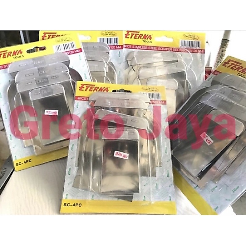 ETERNA Stainless Steel Scrapers 1 set Stenlis Scraper Kapi Kape Skrap Plastik Pisau Dempul Stainles 