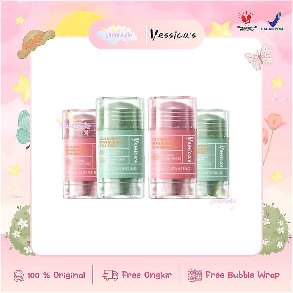 Yessica's Tea Tree & Strawberry Anti Pores & Acne Clay Stick Mask-50gr masker stick yessica