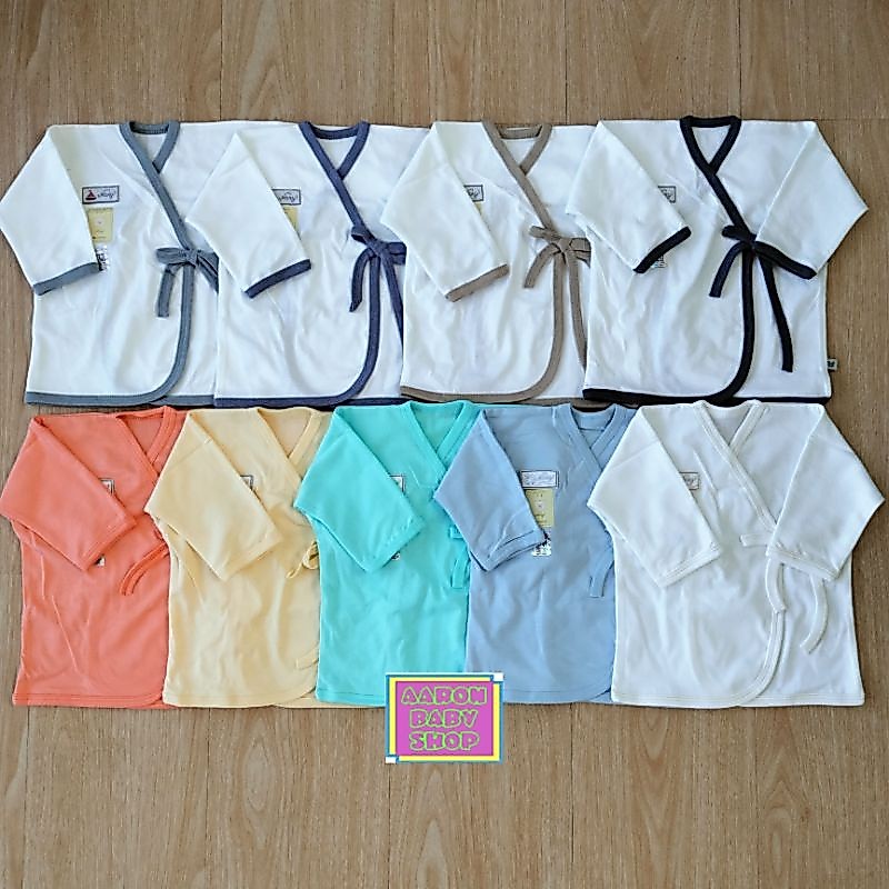 Baju Kimono Tangan Panjang NARY Size 0-3 / 3-6 bulan Warna / Putih Newborn Premium Cotton SNI (KPJG)
