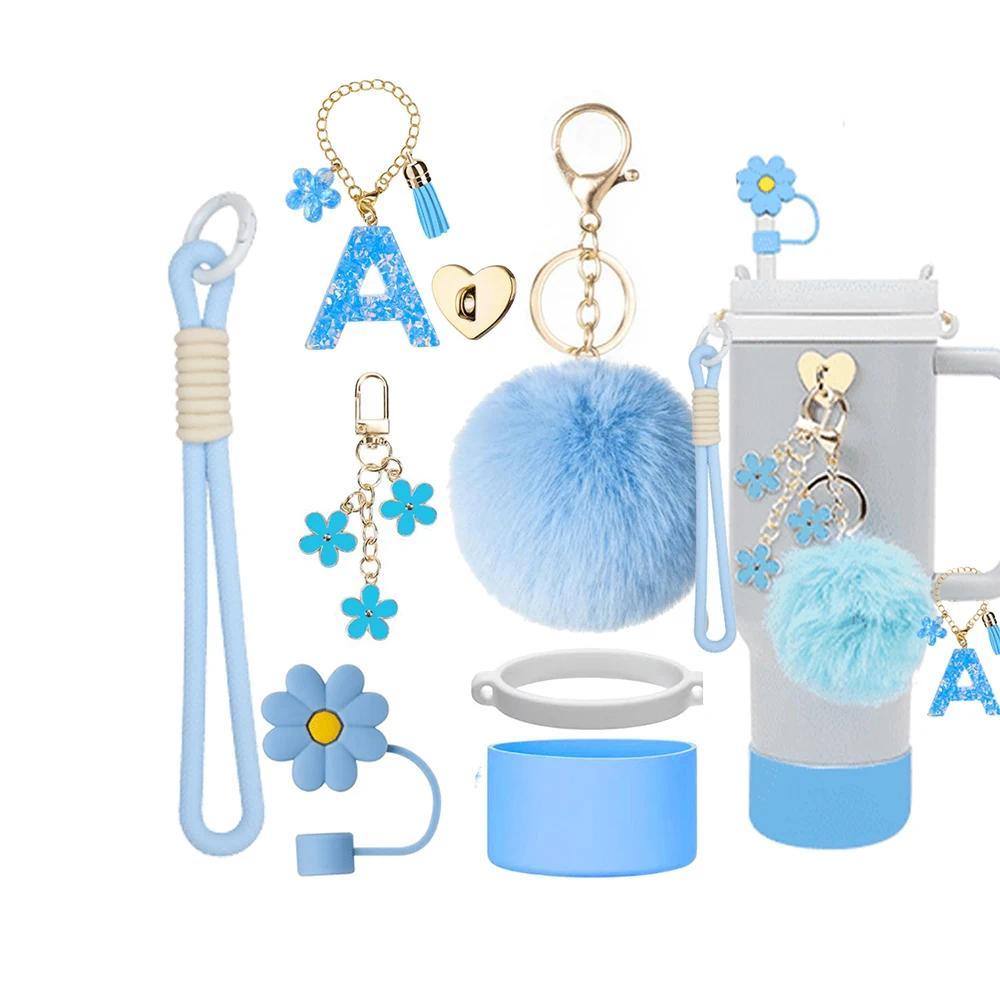 8pcs Tumbler Cup Decoration Accessories for Stanley 10mm Straw Cap Silicone Boots 30oz 40oz Initial 