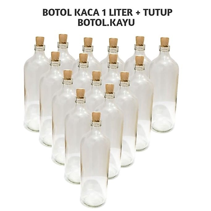 / 10 ( SEPULUH )  BOTOL KACA 1 LITER Botol bensin 1 Liter  / Botol jamu Botol Madu Kaca 1 liter  / B