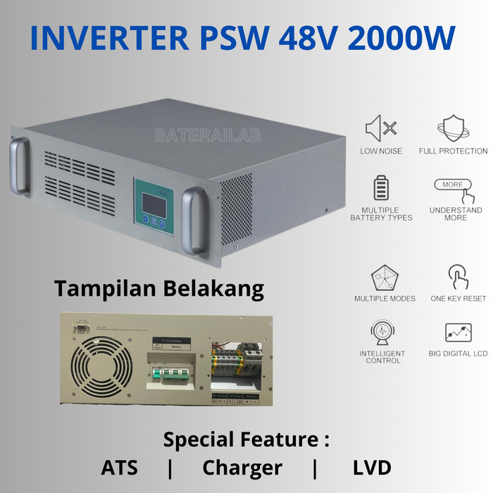 48V 2000W Rackmount Offgrid Inverter Trafo Toroid Include Charger | ATS tanpa Jeda Merk SNADI