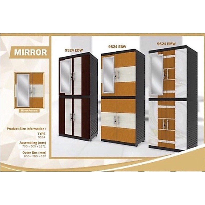 LEMARI PLASTIK KACA 2 PINTU NAIBA FIT 2 PINTU / NAIBA FIT 9524 / LEMARI PLASTIK NAIBA MINIMALIS