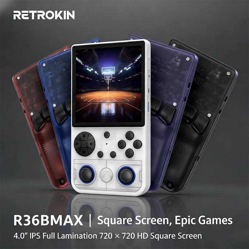 R36B MAX High-Performance Handheld Console, Rockchip RK3326 Quad-Core 1.5GHz, 4.0-Inch IPS 720*720 H