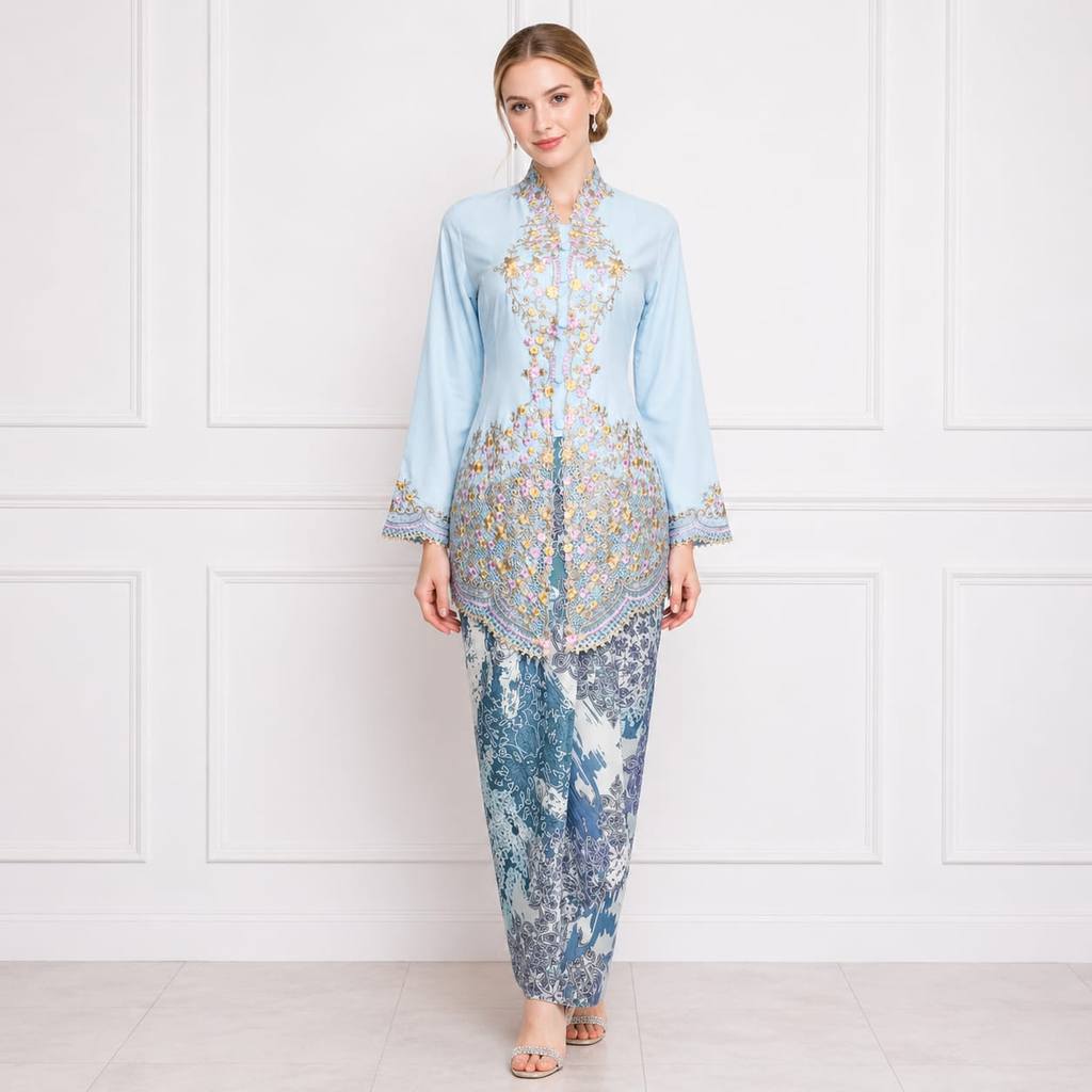 Kebaya PREMIUM Biru Langit Bordir Parama 808