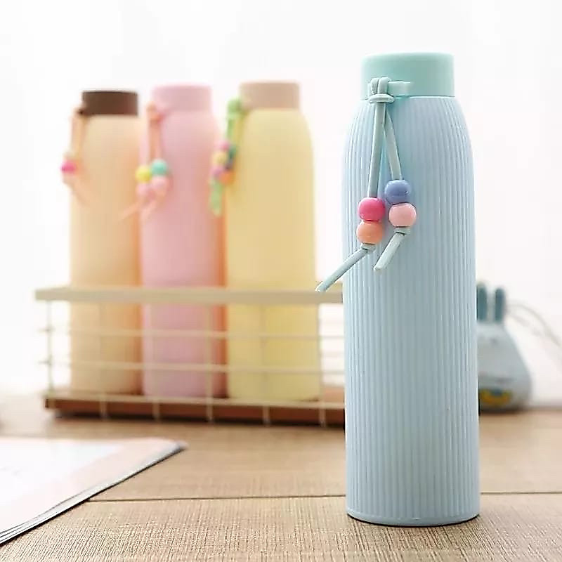 (PAP) Botol kaca Macaron Korea / Botol Kaca Tali / Botol Aesthetic Kaca Korea / Botol Minum Kaca Mac