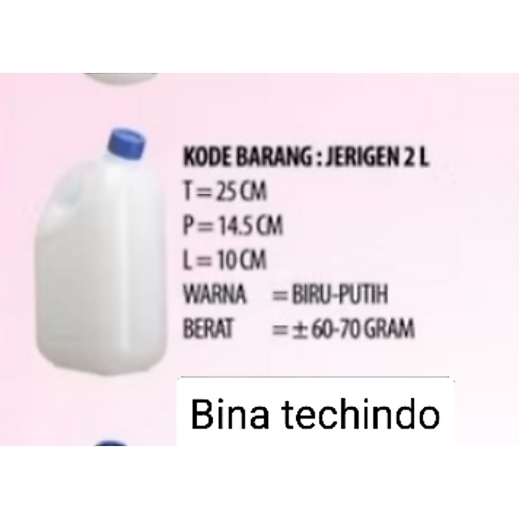 2LITER JERIGEN BARU PUTIH PLASTIK 2L. DRIGEN 2LITER. JERRYCAN 2LITER. JERIGEN 2L